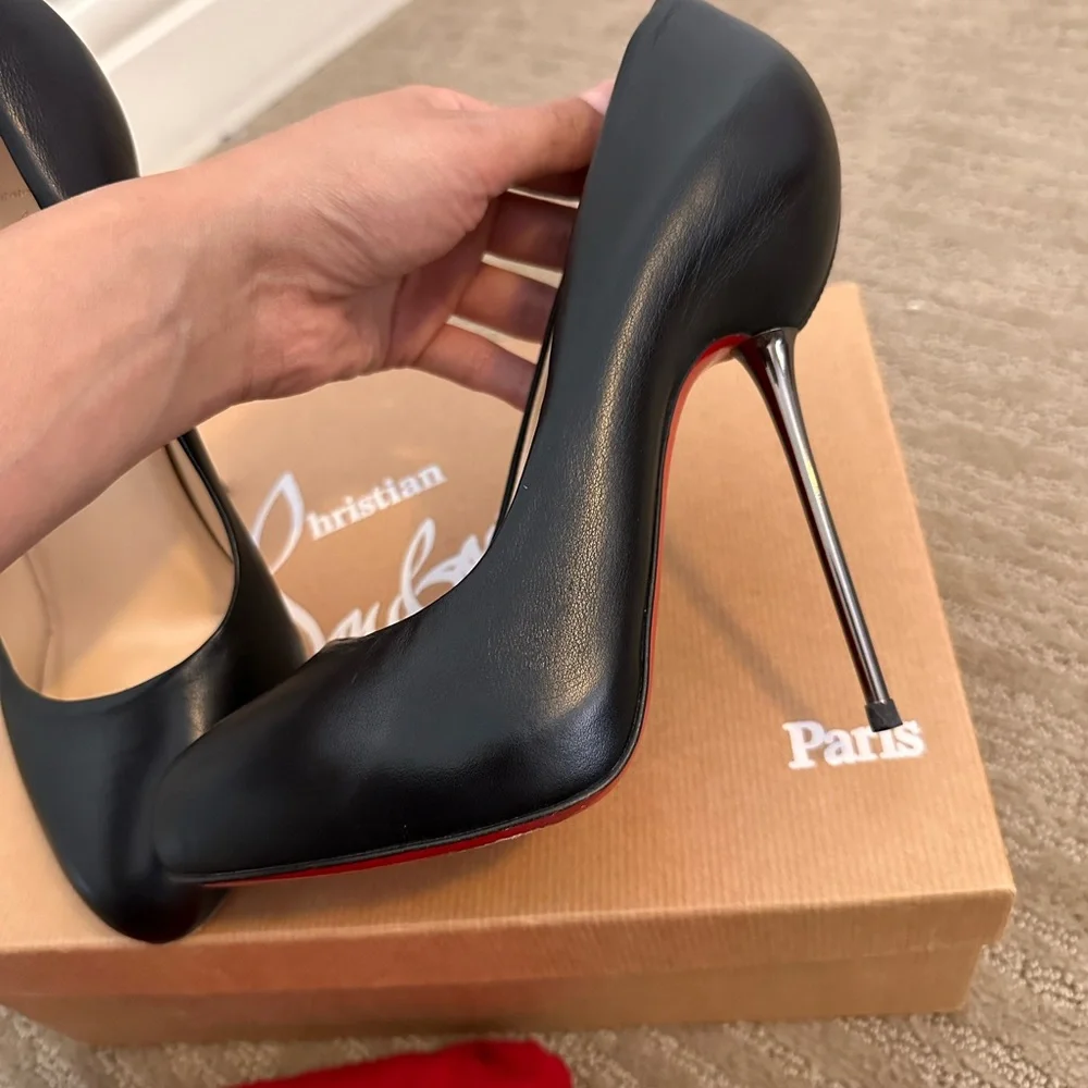 Christian Louboutin Shiny Nappa Big Lips 120 Pumps 38 Black - Picture 13 of 15